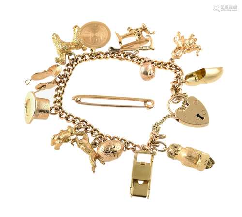 A vintage curb link charm bracelet