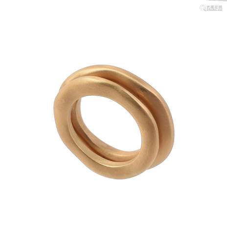 A gold coloured double hoop ring by Pomellato