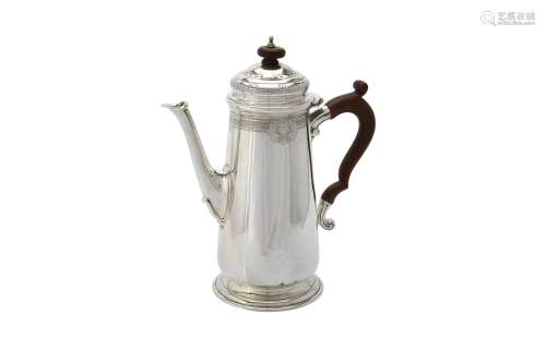 A silver tapering coffer pot by Catchpole & Williams Ltd.