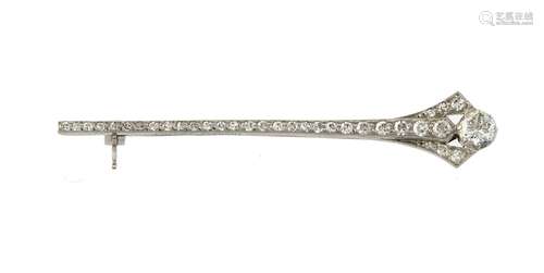 A mid 20th century diamond pin brooch