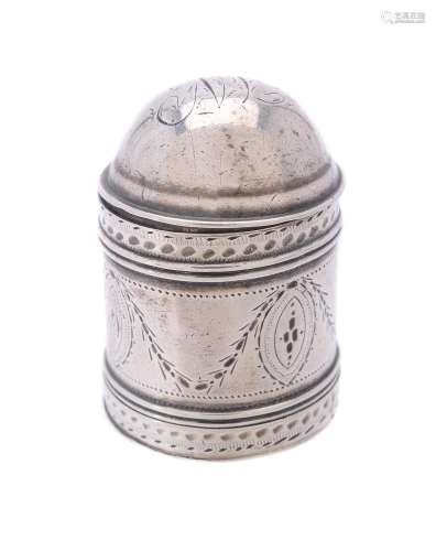 A George III silver cylindrical nutmeg grater by Samuel Pemb...