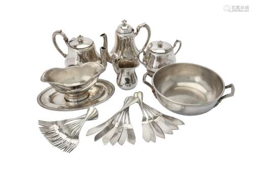 Y A French electro-plated four piece baluster tea set by Chr...