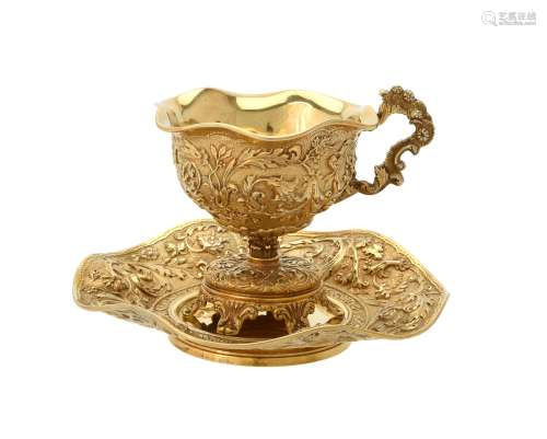 A French silver gilt cup and saucer by François Durand