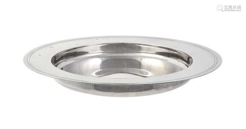 A large silver armada dish by Mappin & Webb