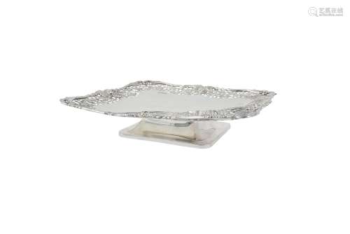 A silver square pedestal fruit stand by Alexander Clark Co. ...