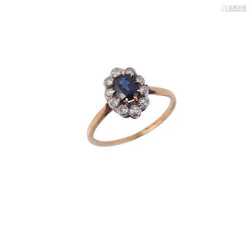 A sapphire and diamond cluster ring