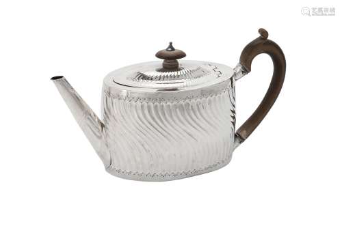 A George III silver oval teapot by George Smith II and Thoma...