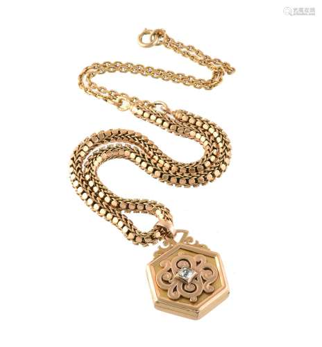 A late 19th century French Diamond locket on chain