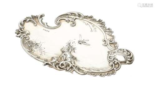 A silver shaped oval dish