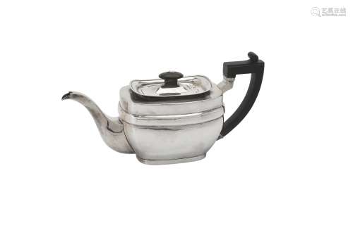 A George III silver oblong tea pot by Solomon Hougham