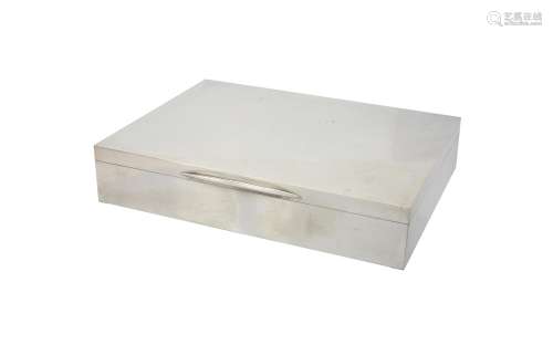A silver plain rectangular cigar box by Padgett & Braham Ltd...