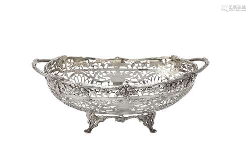 A silver twin handled oblong fruit bowl by Goldsmiths & Silv...