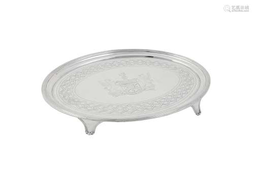 A George III silver oval salver by William Bennett