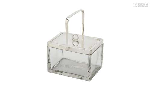 A silver mounted glass box by Hukin & Heath