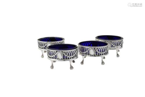 A George III set of four silver oval salts by Robert Hennell...