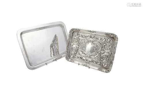 An Edwardian silver oblong toilet tray by J. & R. Griffin