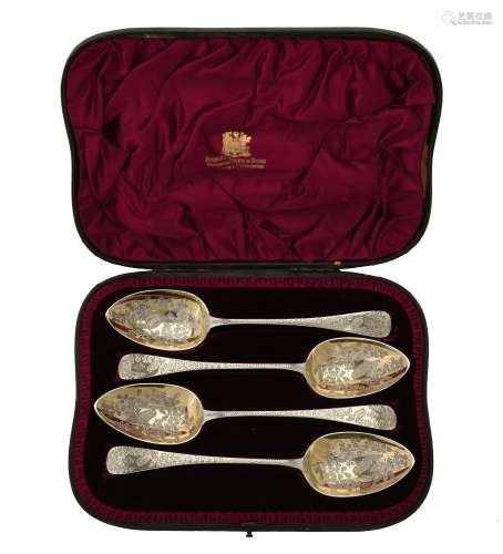 A cased set of four William IV Old English table spoons by R...