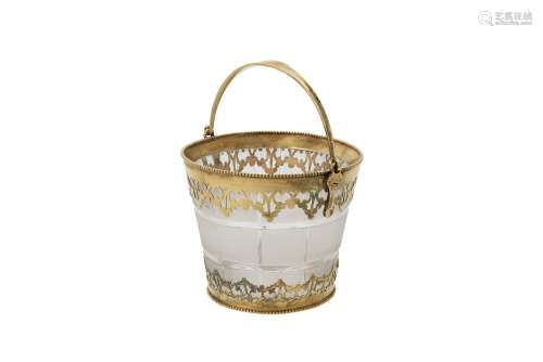 A Victorian silver gilt mounted frosted glass ice pail by Ge...