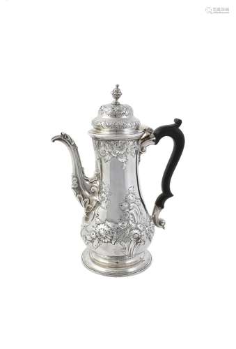 A late George II silver baluster coffee pot by Thomas Whipha...