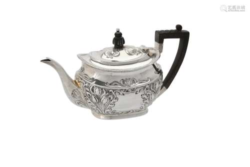 An Edwardian silver oval tea pot by Atkin Brothers
