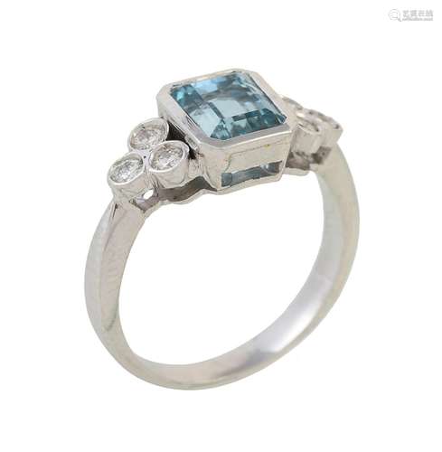 A diamond and aquamarine seven stone ring