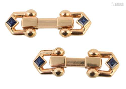 A pair of sapphire cufflinks