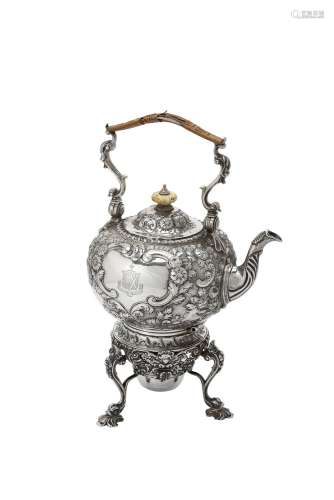 Y An Edwardian silver circular kettle on stand by George Per...