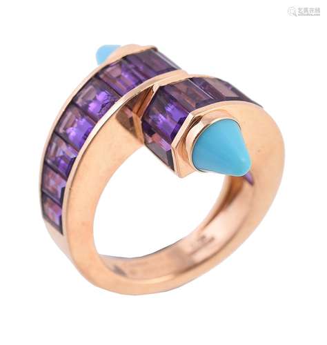 An amethyst and turquoise Menotte dress ring by Cartier