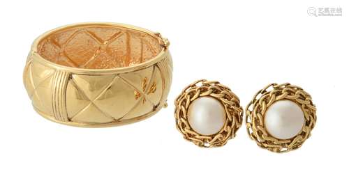 Chanel, a pair of faux pearl oversized clip earrings