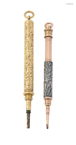 A Victorian gold propelling pencil by S. Mordan & Co.