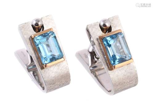 A pair of two colour blue topaz cufflinks by Trudel