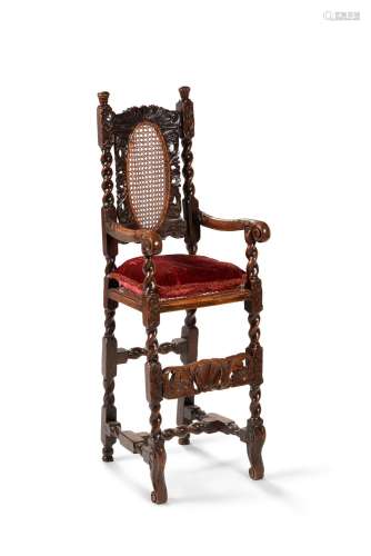 A Charles II carved oak child's high-chair
