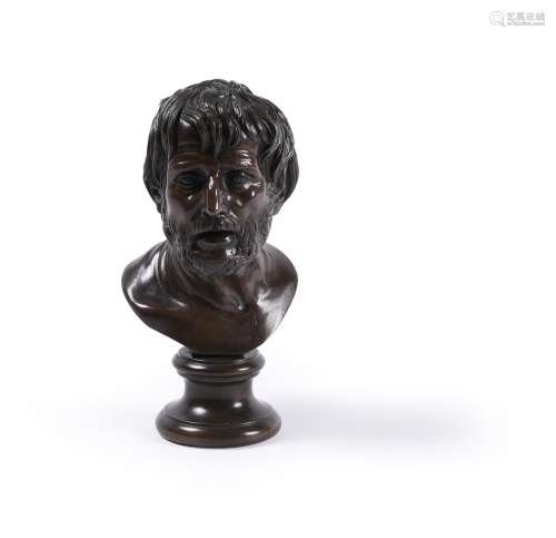 A patinated bronze bust of the Pseudo-Seneca after the Antiq...