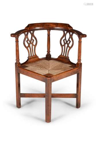 A George III walnut corner chair, circa 1760