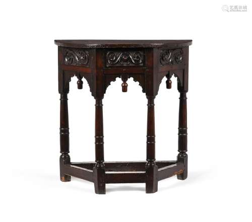 A Charles II oak credence or side table