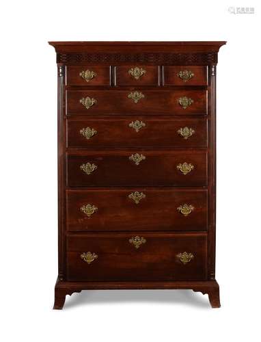 A mahogany tall chest of drawers