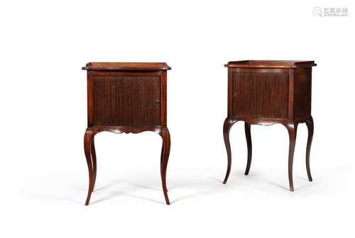 A pair of mahogany bedside cupboards, , one late 18th centur...