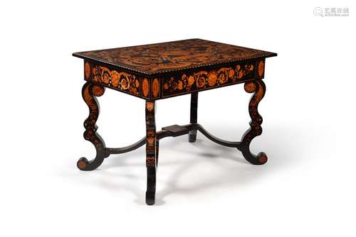 A Dutch ebonised and specimen marquetry centre table, late 1...