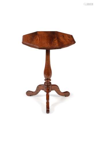 A yew and burr yew octagonal tripod table, , late 18th/early...