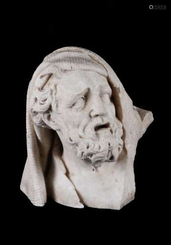 A North Italian sculpted white marble bust of the philosophe...