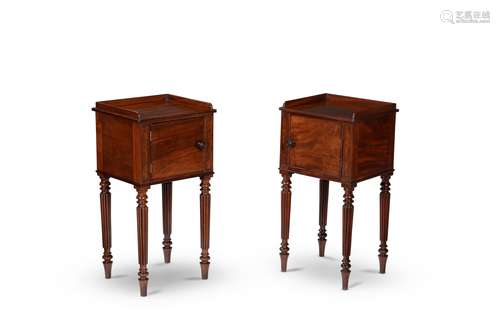 A matched pair of Regency mahogany bedside cupboards