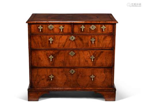 A George I walnut, burr walnut and feather banded chest of d...