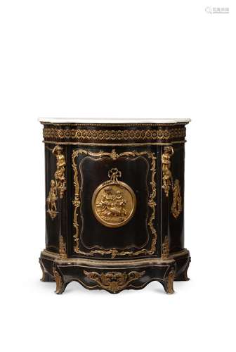 A Napoleon III ebonised and gilt metal mounted serpentine fr...