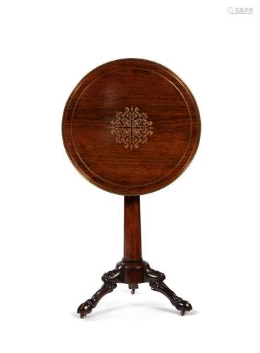 Y A Louis Philippe rosewood and brass marquetry circular occ...