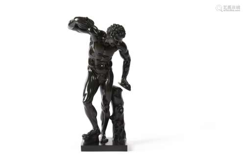 A French or Italian black patinated bronze model of the Faun...