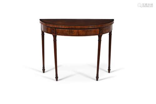 A Regency mahogany and ebony crossbanded demi-lune folding c...