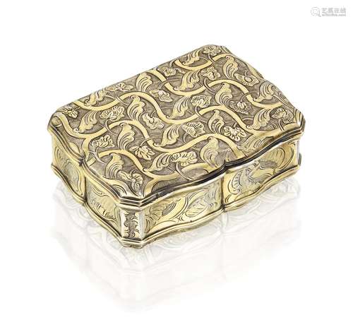 A Louis XV silver-gilt snuff box, makers mark indistinct, 17...