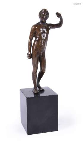 A Continental patinated bronze model of Adonis, possibly 17t...