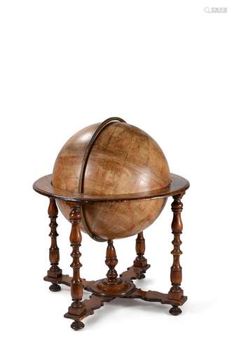 An Italian terrestrial globe, 17th century, in the manner of...