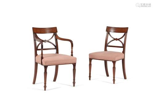 A set of eight Regency mahogany dining chairs